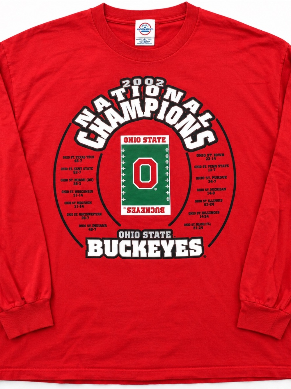 Vintage Buckeyes 2002 National Champions Red Long-Sleeve T-Shirt NNT